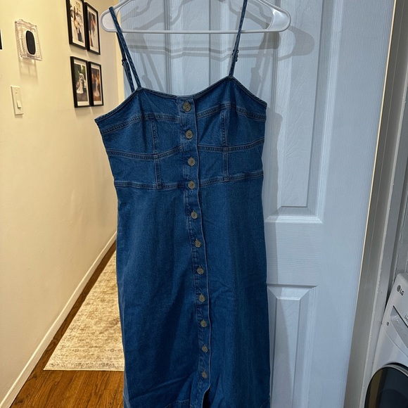Women's Blue Denim Button-Down Dress - Picture 1 of 4